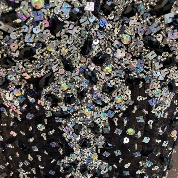 NEW w/tags Lila Madison New York Sequins Beads Black Silver SPARKLE Party Dress - Picture 8 of 8